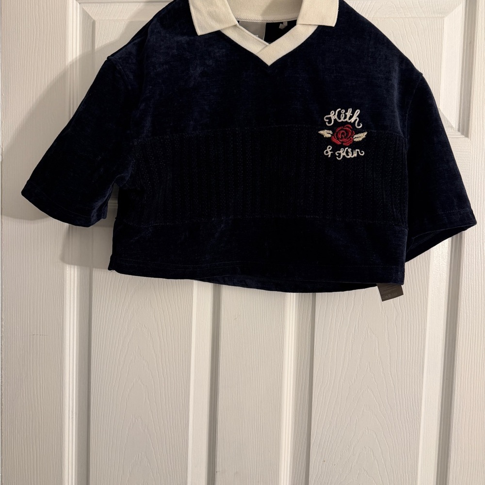 Kith Navy and White Crop Top